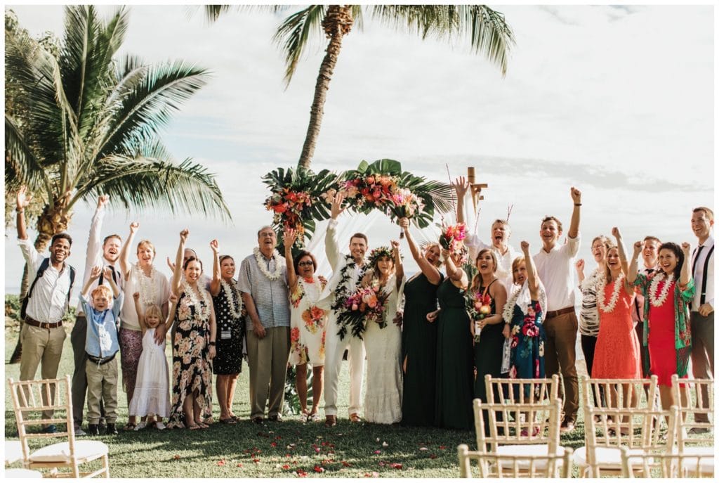Tropical Boho Wedding in maui at Olowalu Plantation House Bride and Groom
