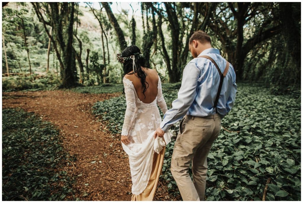 Maui Adventure Elopement Amy Jayne Photography captures the couple on their wedding day adventuring around Maui