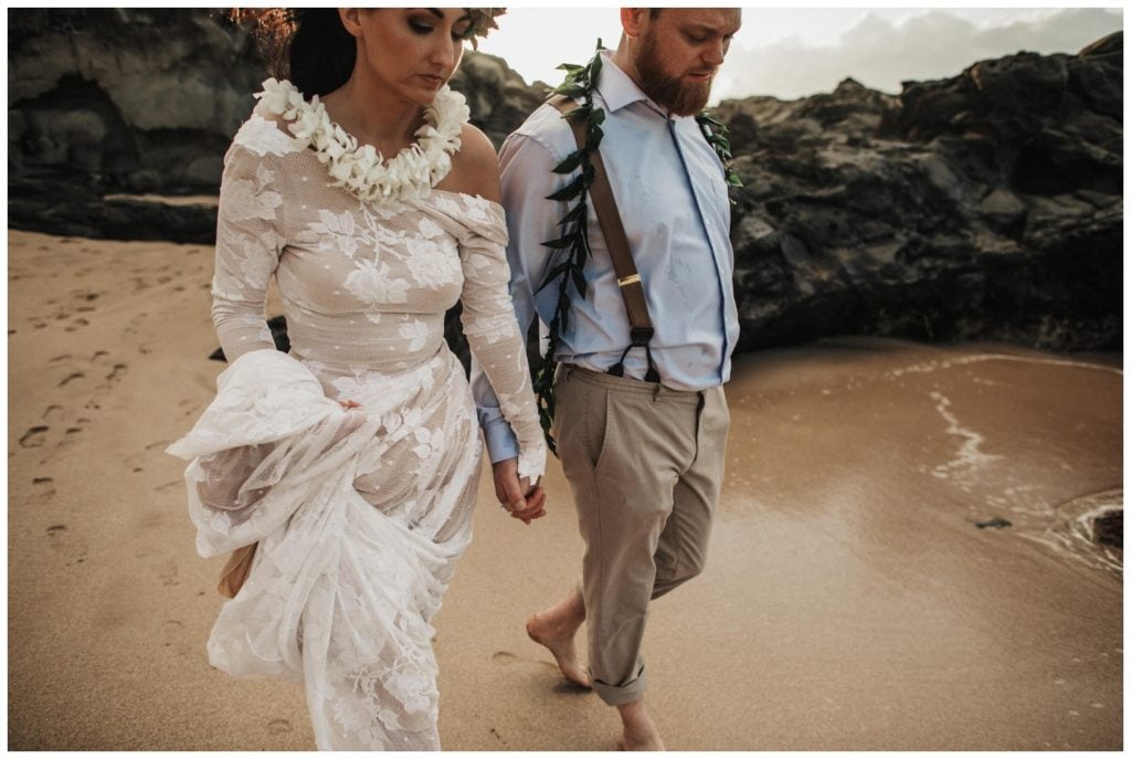 Maui Adventure Elopement Amy Jayne Photography captures the couple on their wedding day adventuring around Maui