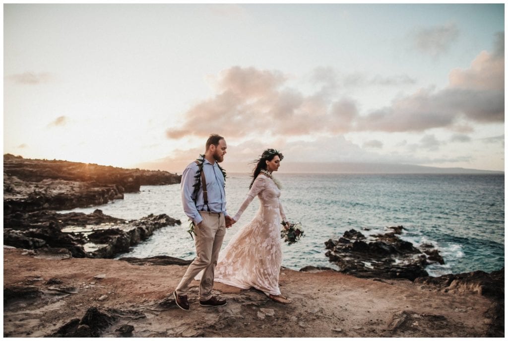 Maui Adventure Elopement Amy Jayne Photography captures the couple on their wedding day adventuring around Maui