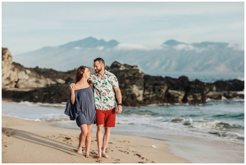 Anniversary Photos in Maui, Kapalua with Amy Jayne Photography couple on the beach and cliffs