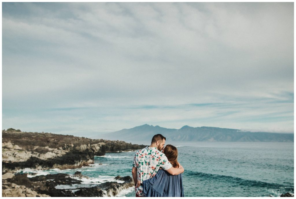 Anniversary Photos in Maui, Kapalua with Amy Jayne Photography couple on the beach and cliffs