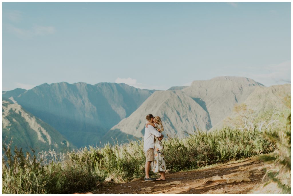 Adventurous Maui Engagement Photo Session couple hiking in Hawaii for pictures