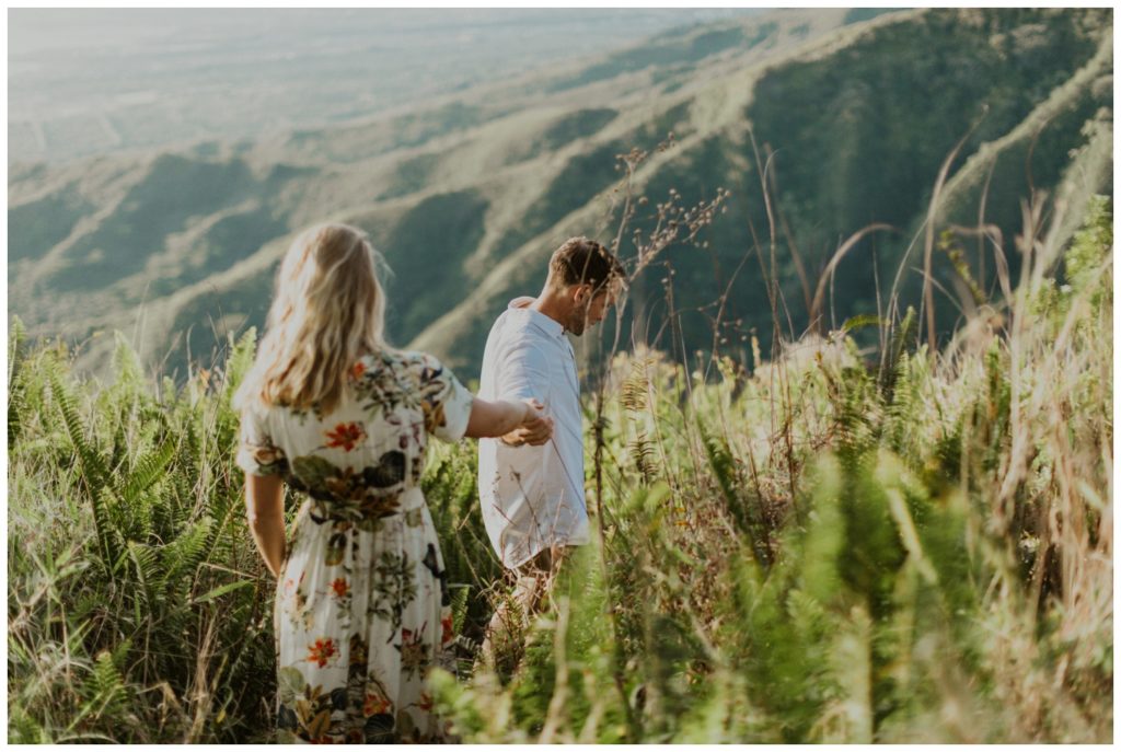 Adventurous Maui Engagement Photo Session couple hiking in Hawaii for pictures