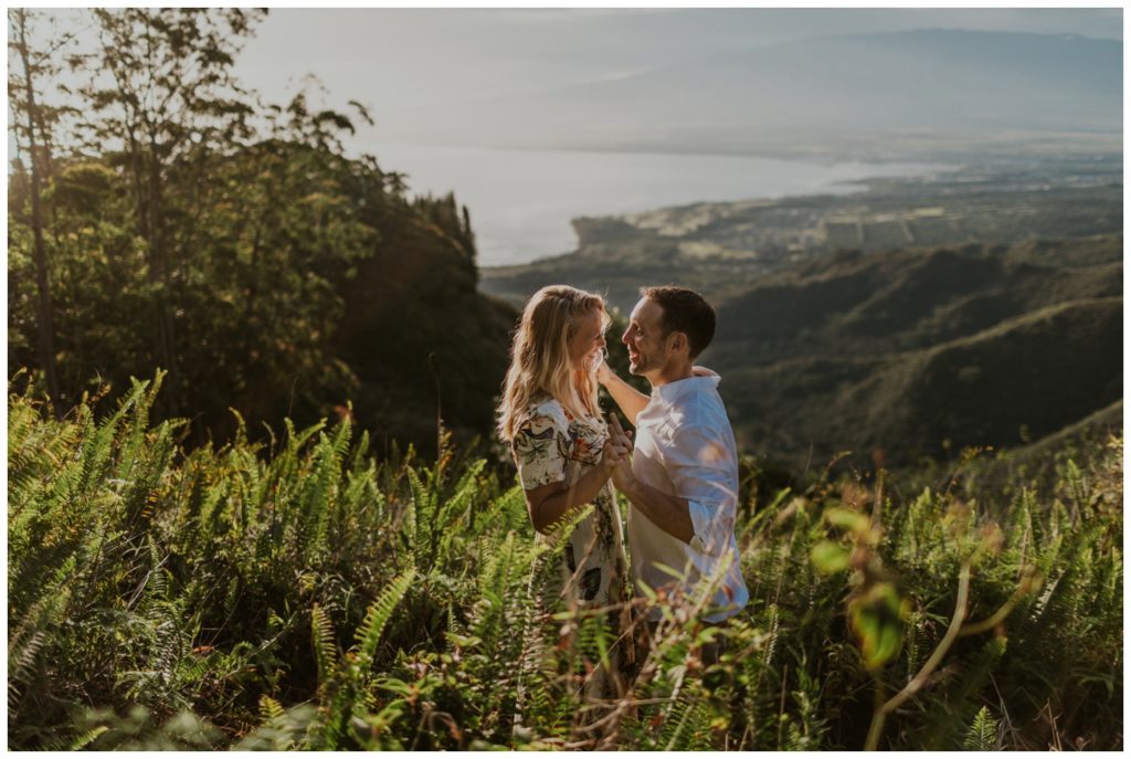 Adventurous Maui Engagement Photo Session couple hiking in Hawaii for pictures