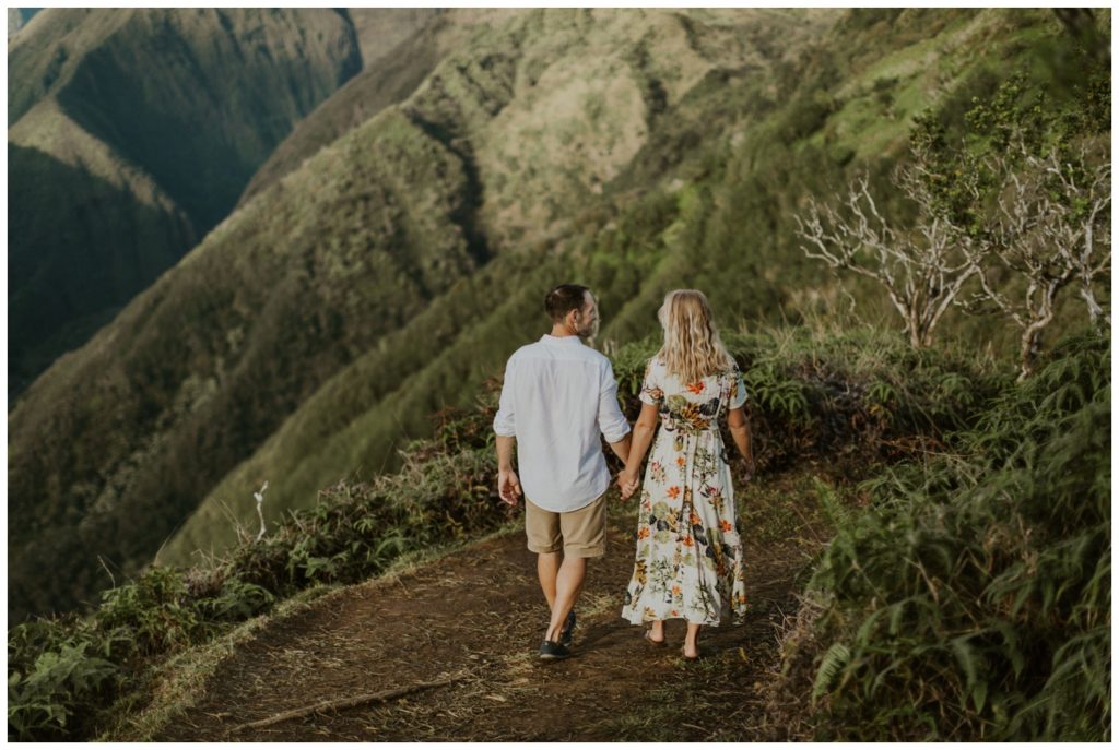 Adventurous Maui Engagement Photo Session couple hiking in Hawaii for pictures