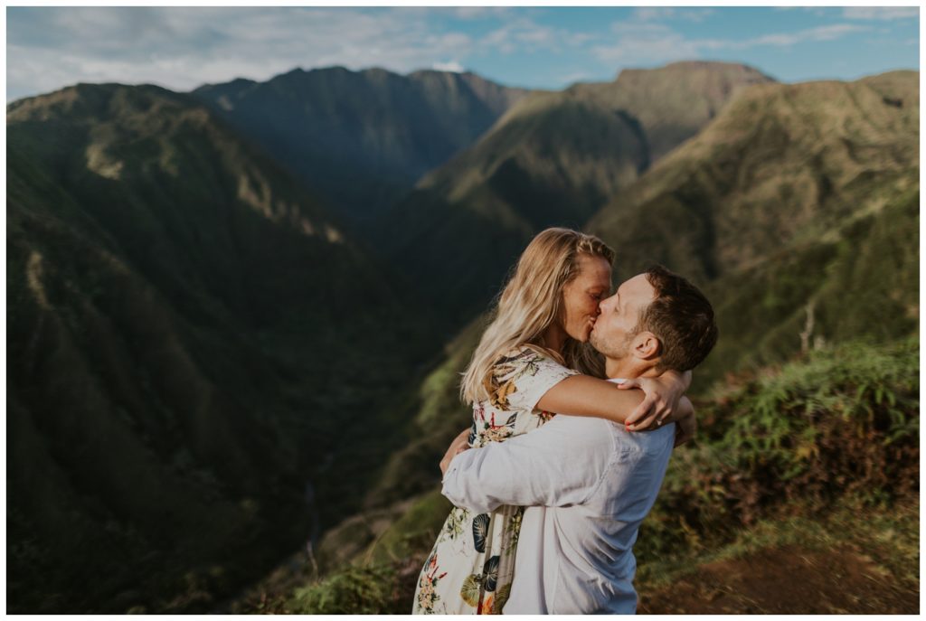 Adventurous Maui Engagement Photo Session couple hiking in Hawaii for pictures