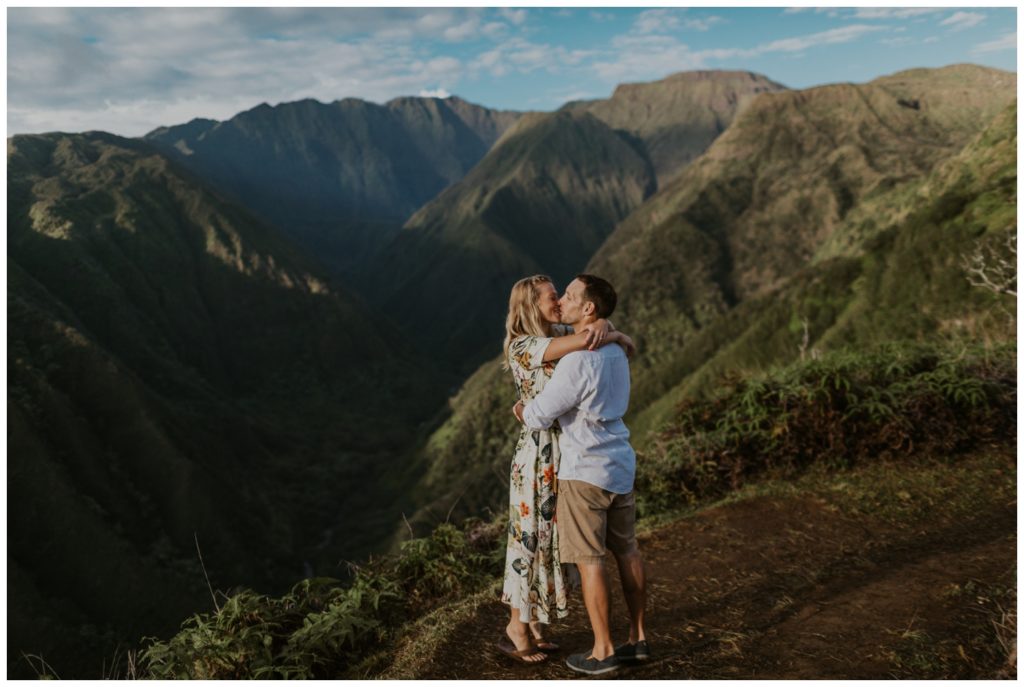 Adventurous Maui Engagement Photo Session couple hiking in Hawaii for pictures
