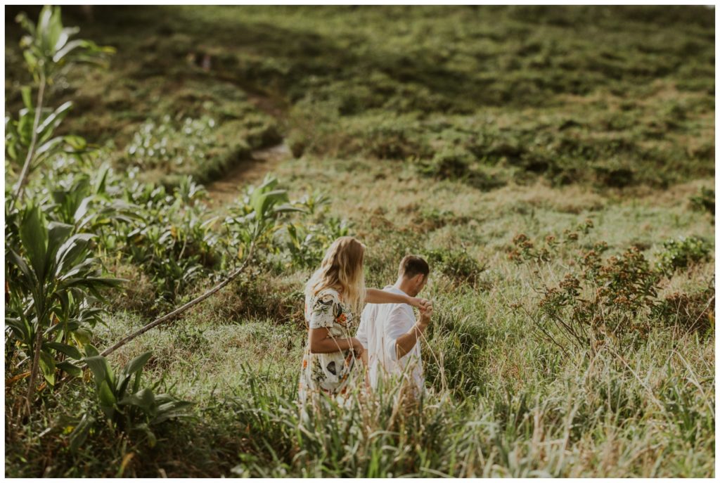 Adventurous Maui Engagement Photo Session couple hiking in Hawaii for pictures