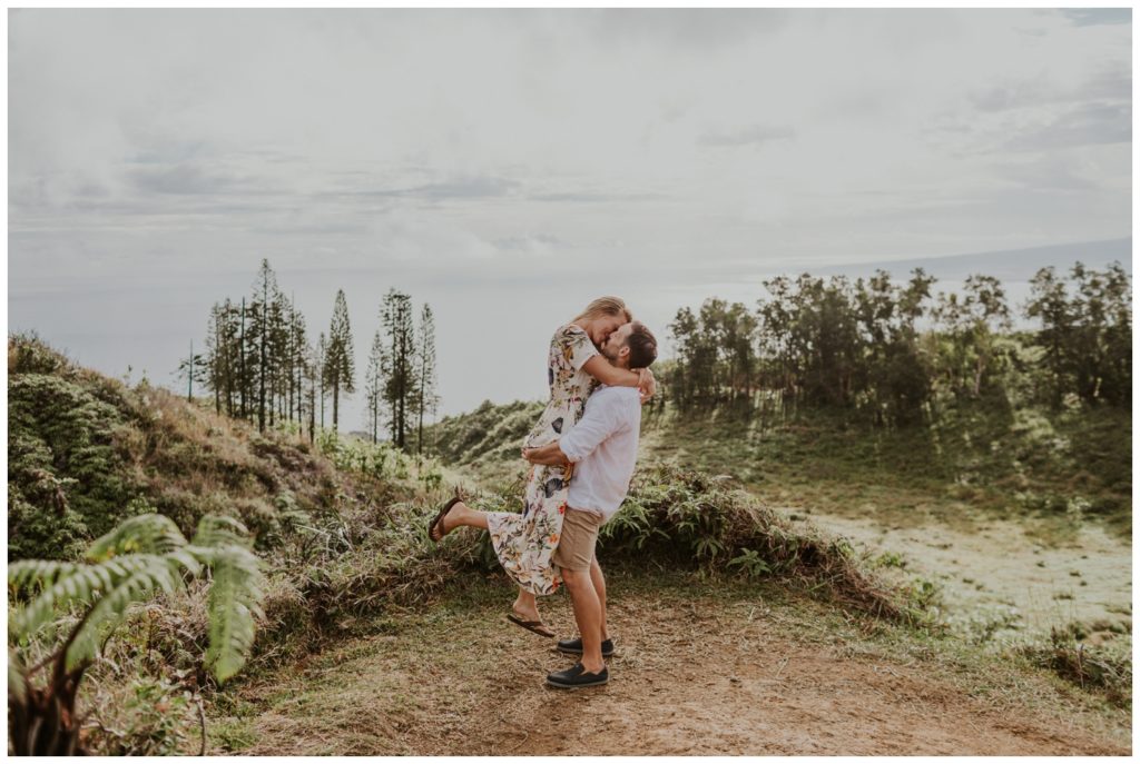 Adventurous Maui Engagement Photo Session couple hiking in Hawaii for pictures