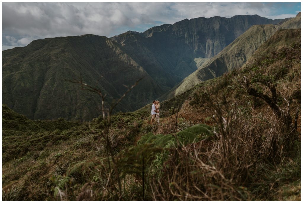 Adventurous Maui Engagement Photo Session couple hiking in Hawaii for pictures