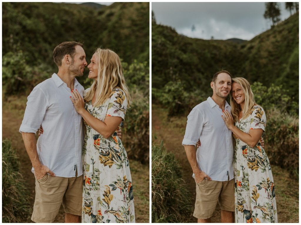 Adventurous Maui Engagement Photo Session couple hiking in Hawaii for pictures