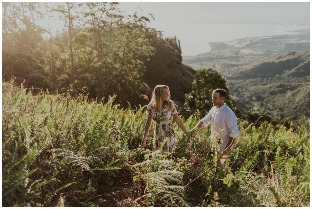Adventurous Maui Engagement Photo Session couple hiking in Hawaii for pictures