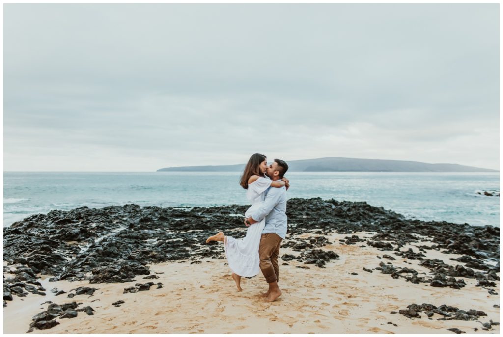 Engagement photos maui wailea makena cove on the beach