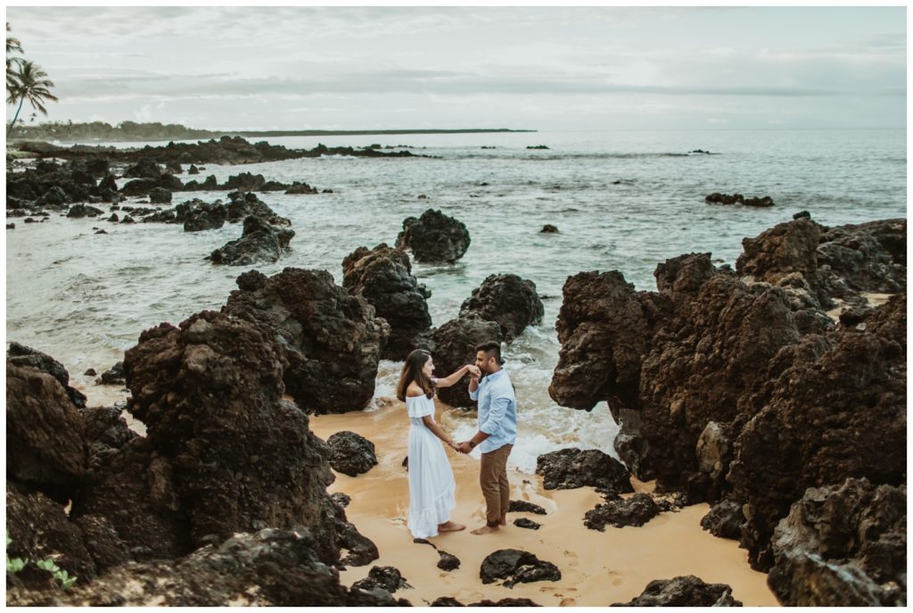 Engagement photos maui wailea makena cove on the beach