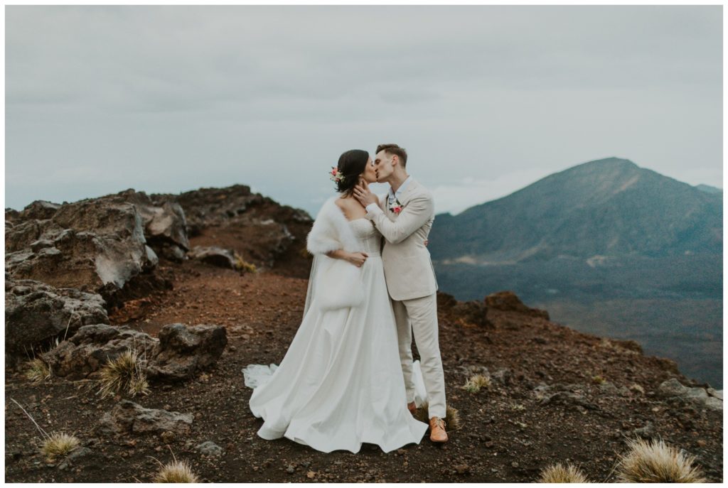 Haleakala Adventurous Elopement Wedding Couple getting married in Maui Hawaii
