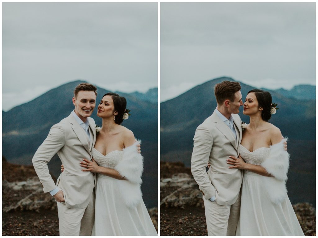 Haleakala Adventurous Elopement Wedding Couple getting married in Maui Hawaii