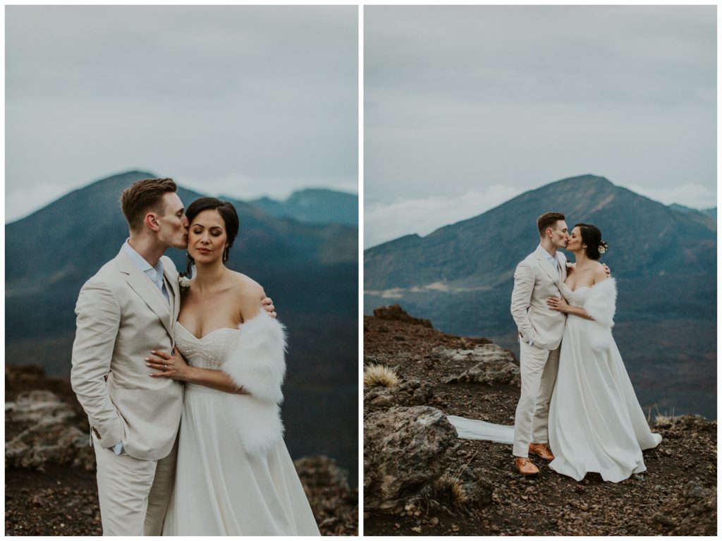 Haleakala Adventurous Elopement Wedding Couple getting married in Maui Hawaii