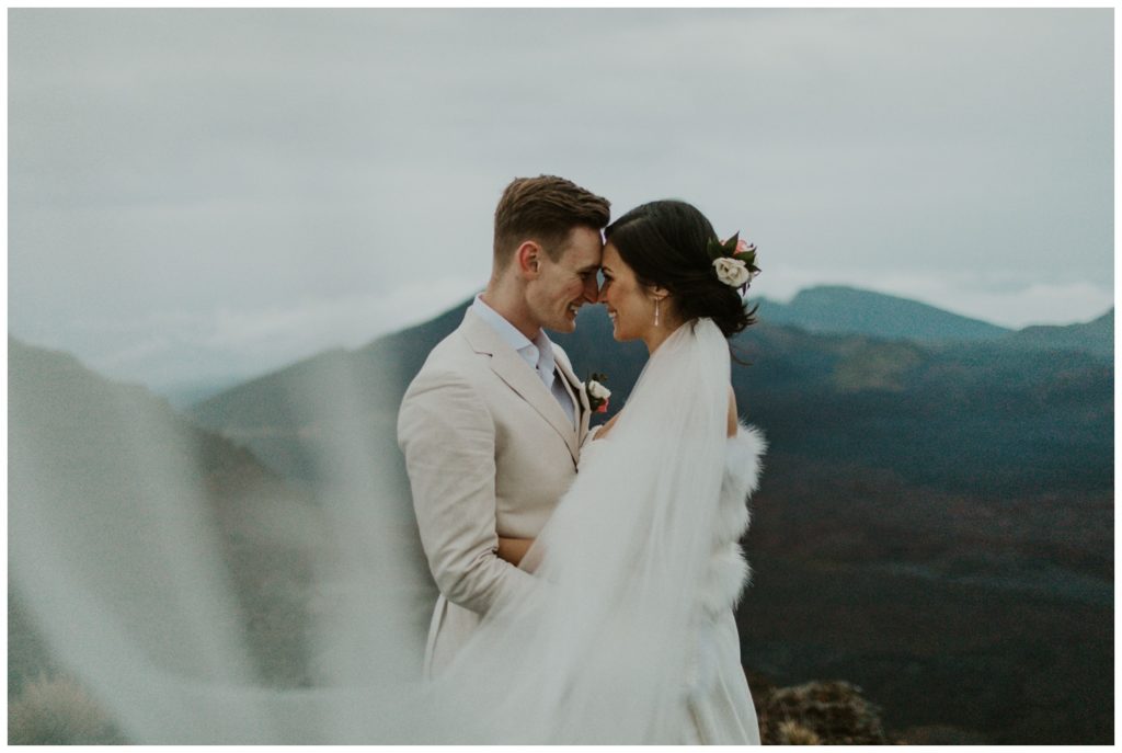Haleakala Adventurous Elopement Wedding Couple getting married in Maui Hawaii