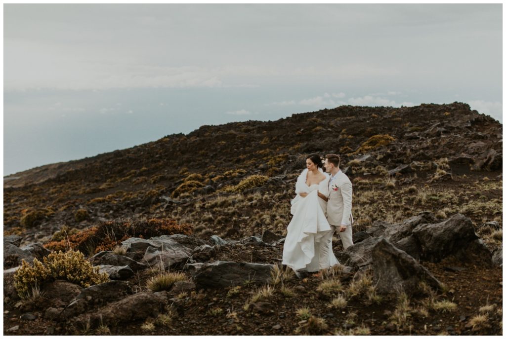 Haleakala Adventurous Elopement Wedding Couple getting married in Maui Hawaii