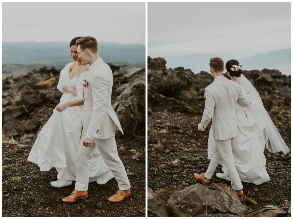 Haleakala Adventurous Elopement Wedding Couple getting married in Maui Hawaii