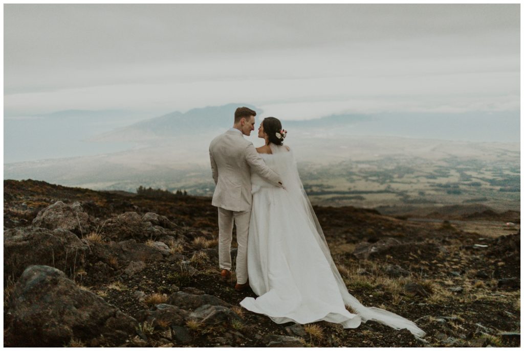 Haleakala Adventurous Elopement Wedding Couple getting married in Maui Hawaii