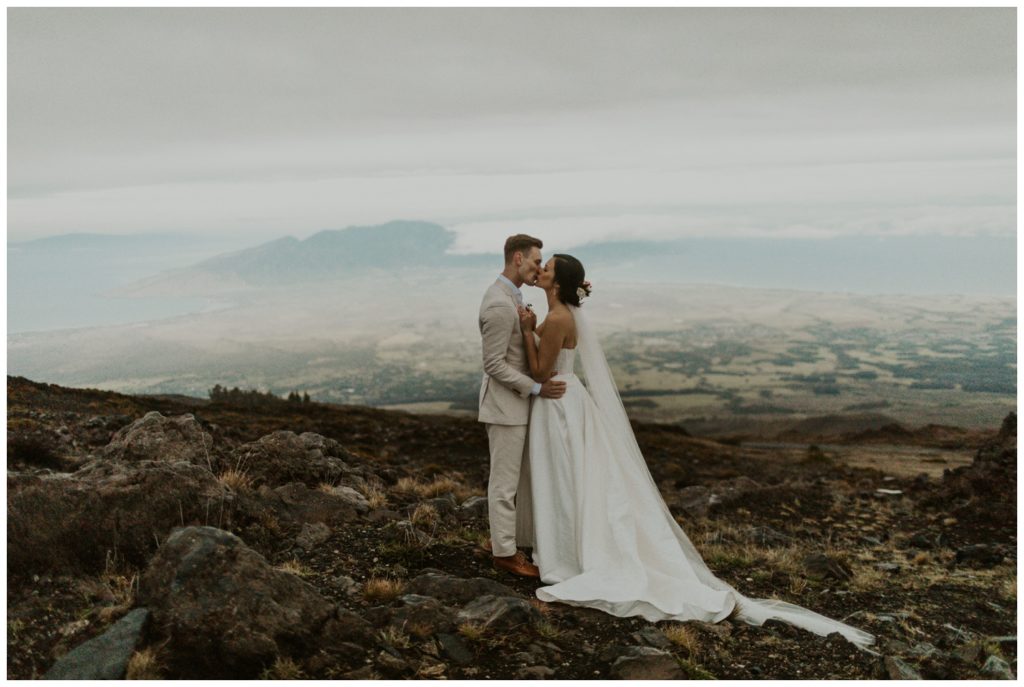Haleakala Adventurous Elopement Wedding Couple getting married in Maui Hawaii