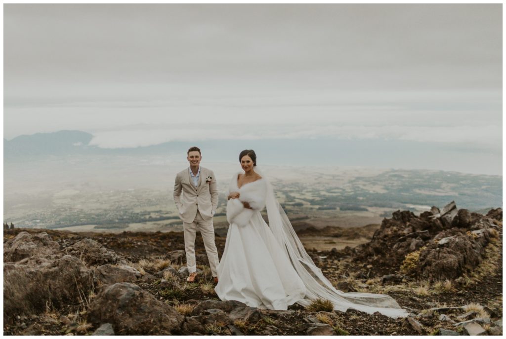 Haleakala Adventurous Elopement Wedding Couple getting married in Maui Hawaii