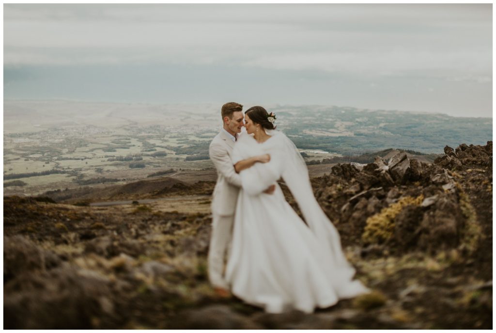 Haleakala Adventurous Elopement Wedding Couple getting married in Maui Hawaii