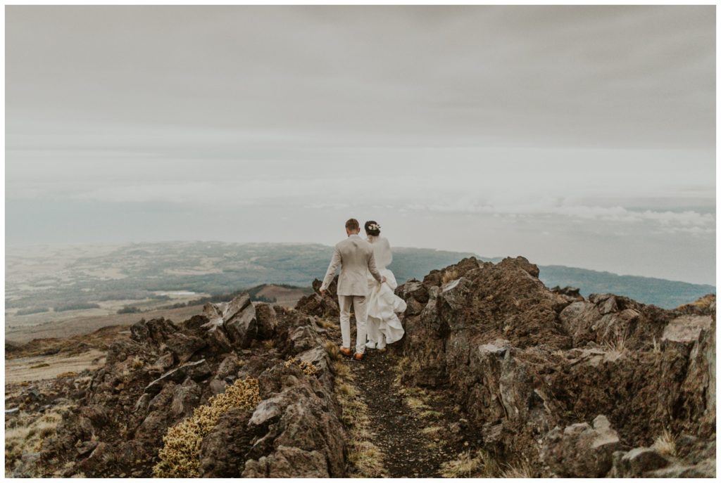 Haleakala Adventurous Elopement Wedding Couple getting married in Maui Hawaii
