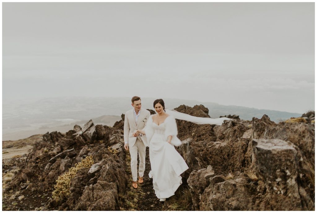 Haleakala Adventurous Elopement Wedding Couple getting married in Maui Hawaii