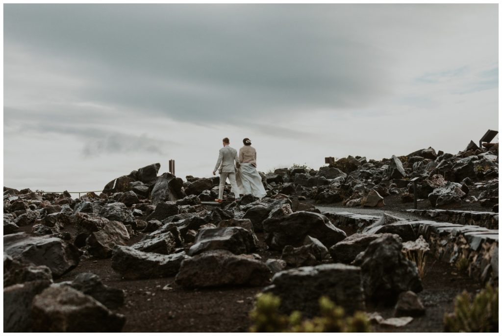 Haleakala Adventurous Elopement Wedding Couple getting married in Maui Hawaii