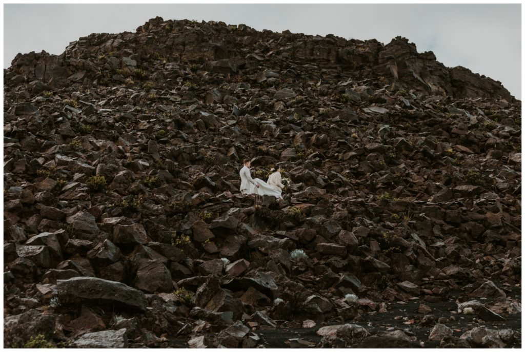 Haleakala Adventurous Elopement Wedding Couple getting married in Maui Hawaii