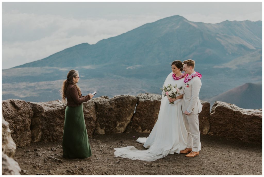 Haleakala Adventurous Elopement Wedding Couple getting married in Maui Hawaii