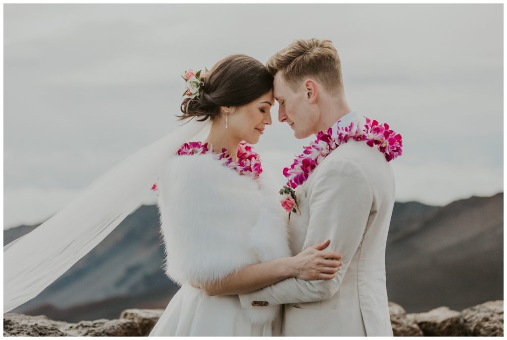 Haleakala Adventurous Elopement Wedding Couple getting married in Maui Hawaii