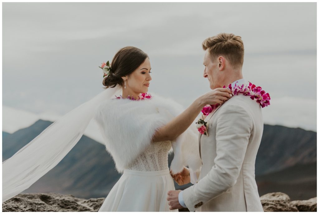 Haleakala Adventurous Elopement Wedding Couple getting married in Maui Hawaii