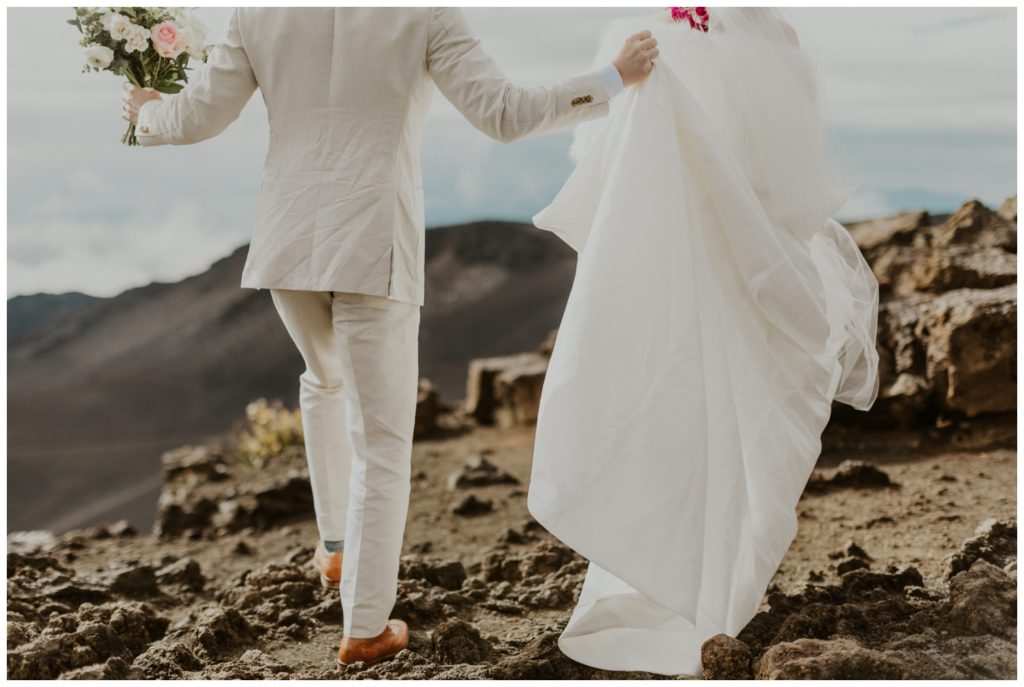 Haleakala Adventurous Elopement Wedding Couple getting married in Maui Hawaii