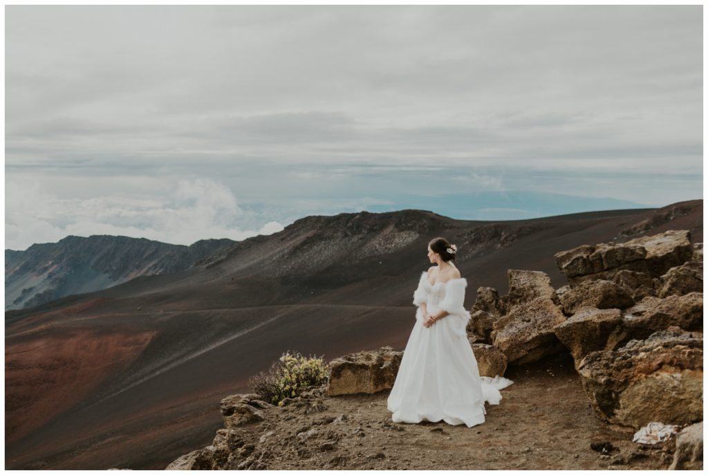 Haleakala Adventurous Elopement Wedding Couple getting married in Maui Hawaii