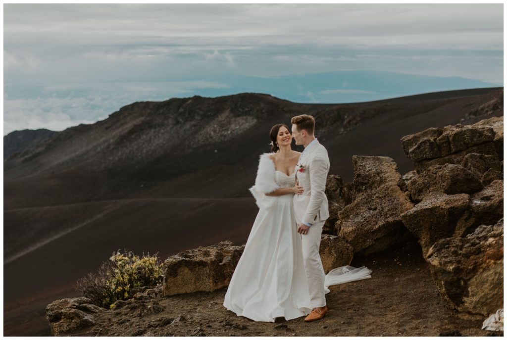 Haleakala Adventurous Elopement Wedding Couple getting married in Maui Hawaii
