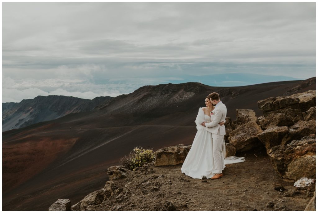 Haleakala Adventurous Elopement Wedding Couple getting married in Maui Hawaii
