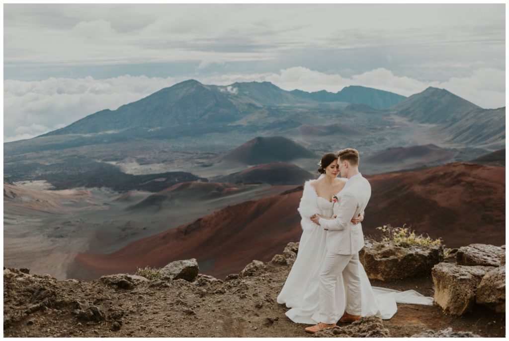Haleakala Adventurous Elopement Wedding Couple getting married in Maui Hawaii