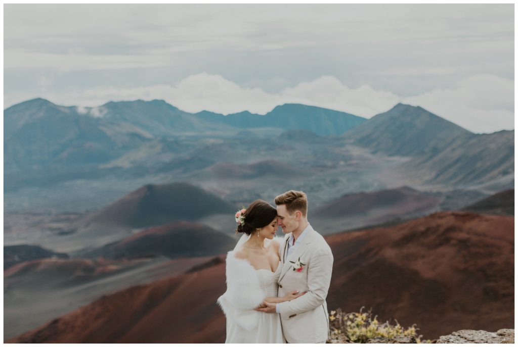 Haleakala Adventurous Elopement Wedding Couple getting married in Maui Hawaii
