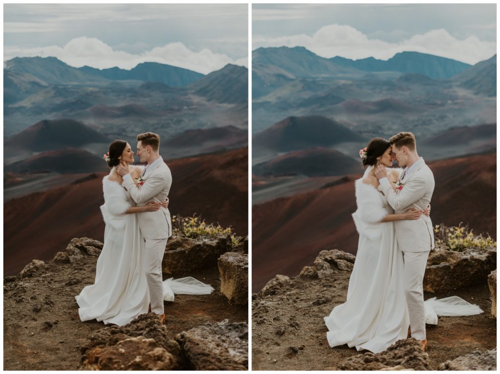 Haleakala Adventurous Elopement Wedding Couple getting married in Maui Hawaii