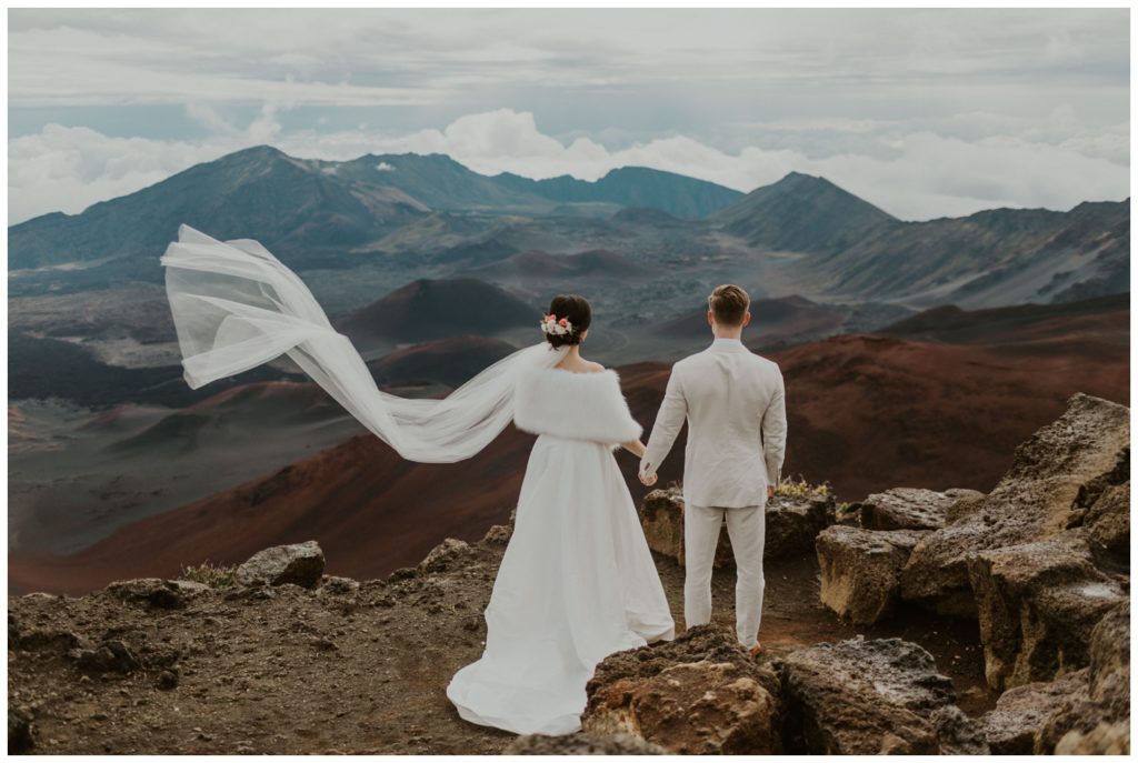 Haleakala Adventurous Elopement Wedding Couple getting married in Maui Hawaii