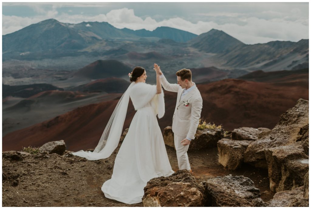 Haleakala Adventurous Elopement Wedding Couple getting married in Maui Hawaii