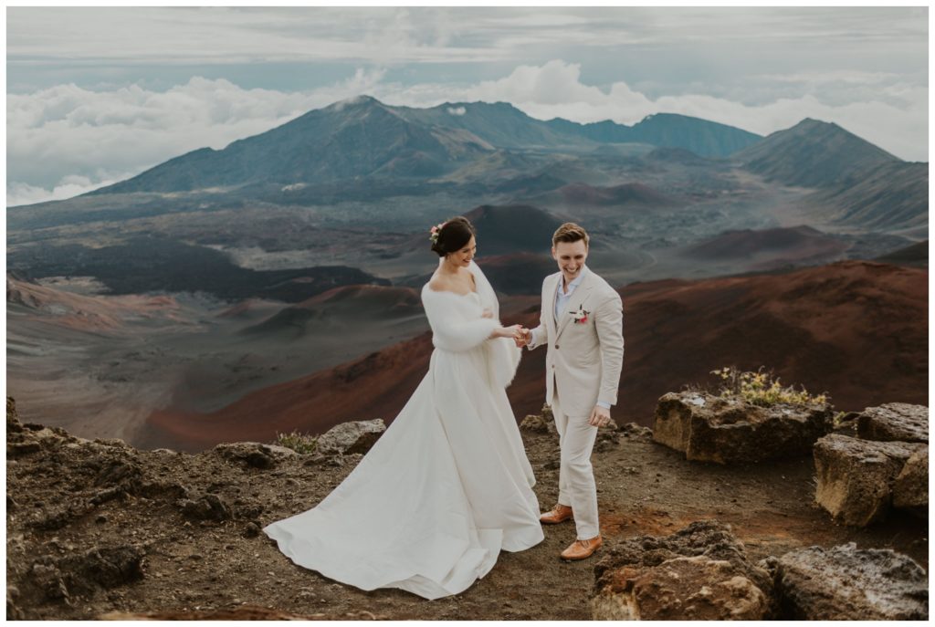 Haleakala Adventurous Elopement Wedding Couple getting married in Maui Hawaii