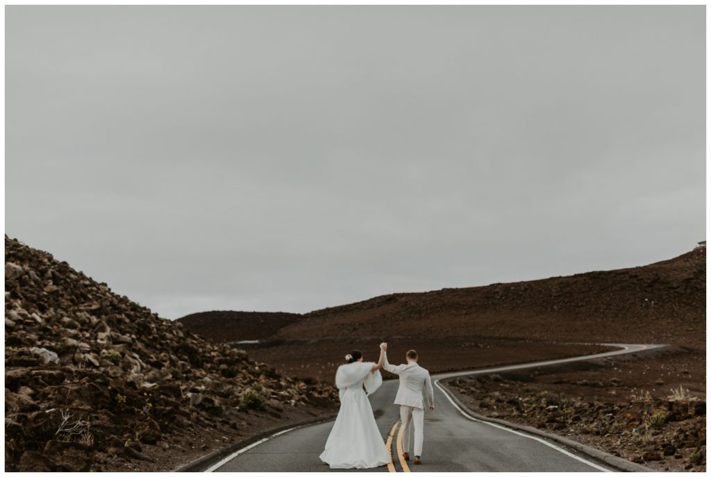 Haleakala Adventurous Elopement Wedding Couple getting married in Maui Hawaii