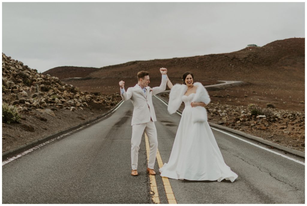 Haleakala Adventurous Elopement Wedding Couple getting married in Maui Hawaii