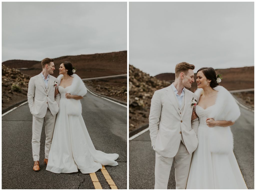 Haleakala Adventurous Elopement Wedding Couple getting married in Maui Hawaii