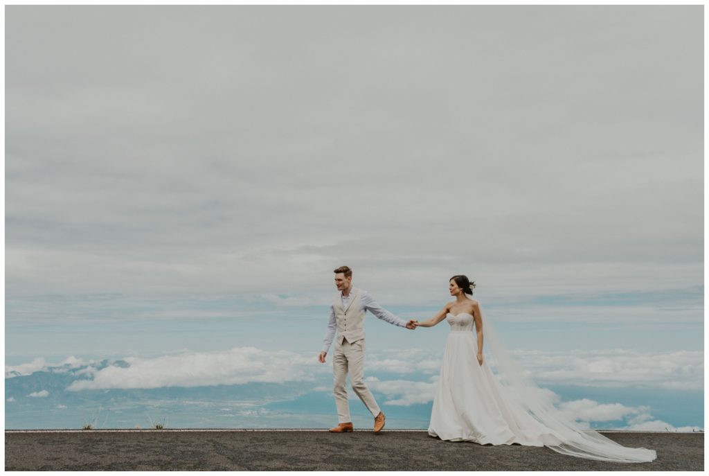 Haleakala Adventurous Elopement Wedding Couple getting married in Maui Hawaii